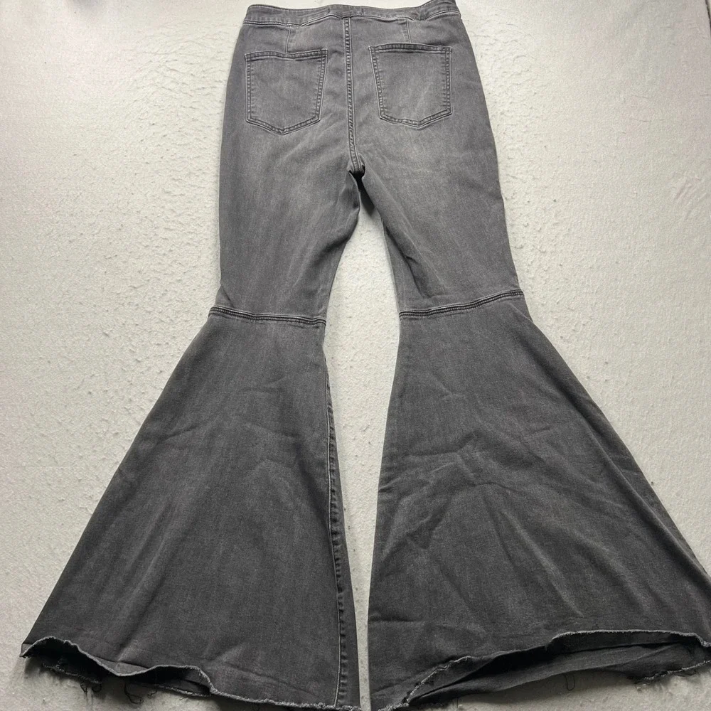 Free People Just Float On Flare Jeans Washed Black High Rise Bell Bottom W30